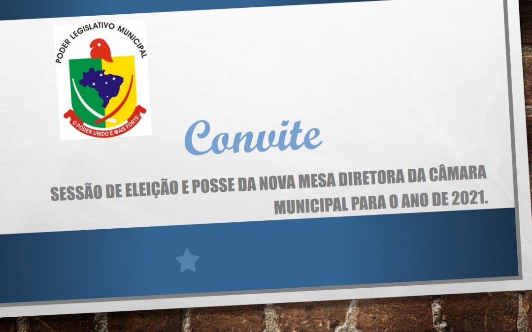 A população poderá acompanhar a posse online, com transmissão ao vivo na página oficial do Poder Legislativo!